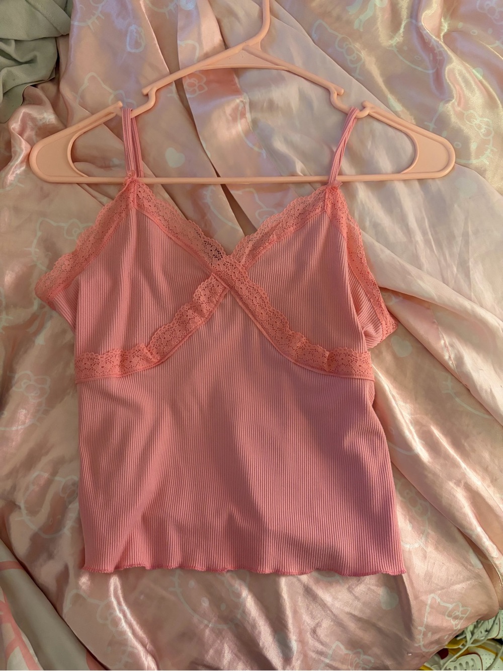 Rue21 Pink Lace-Trim Ribbed Camisole